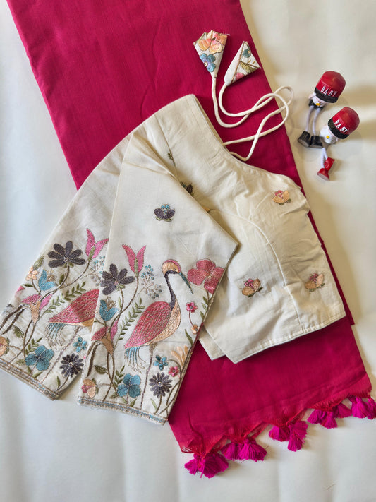 Khadi Cotton Tasselse Border Saree