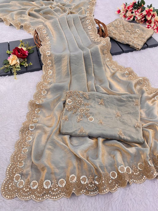 Rich Wear Space Silk With Coding Work Saree