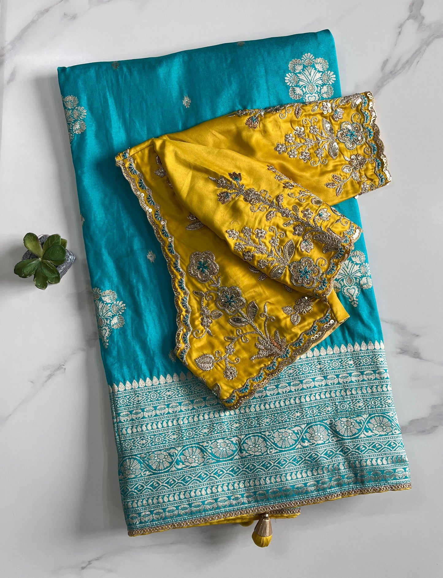 Pure Banarasi Embroidery Work With Handwooven Pallu Saree