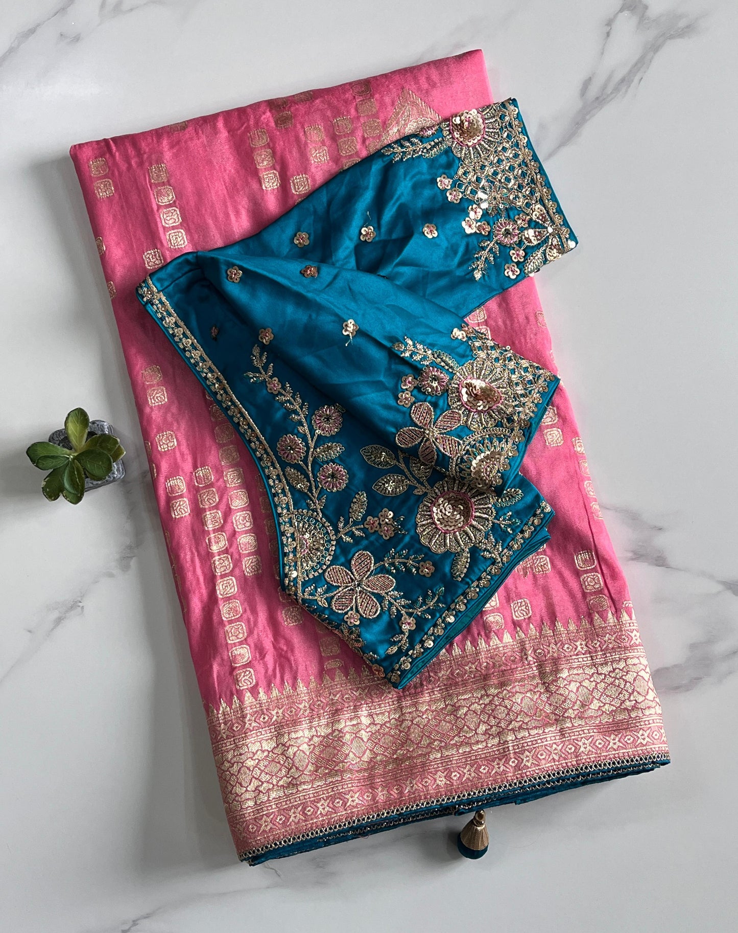Pure Banarasi Embroidery Work With Handwooven Pallu Saree