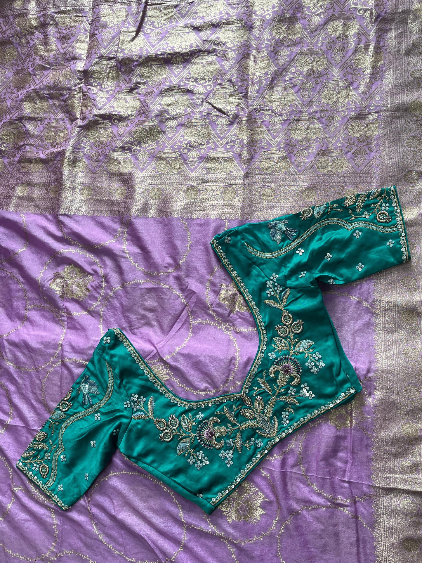 Pure Banarasi Embroidery Work With Handwooven Pallu Saree