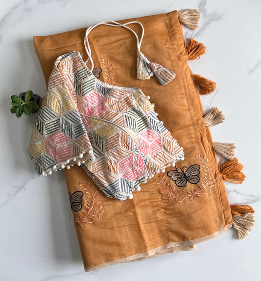 Premium Quality Premium Chanderi With Butterfly Work Saree