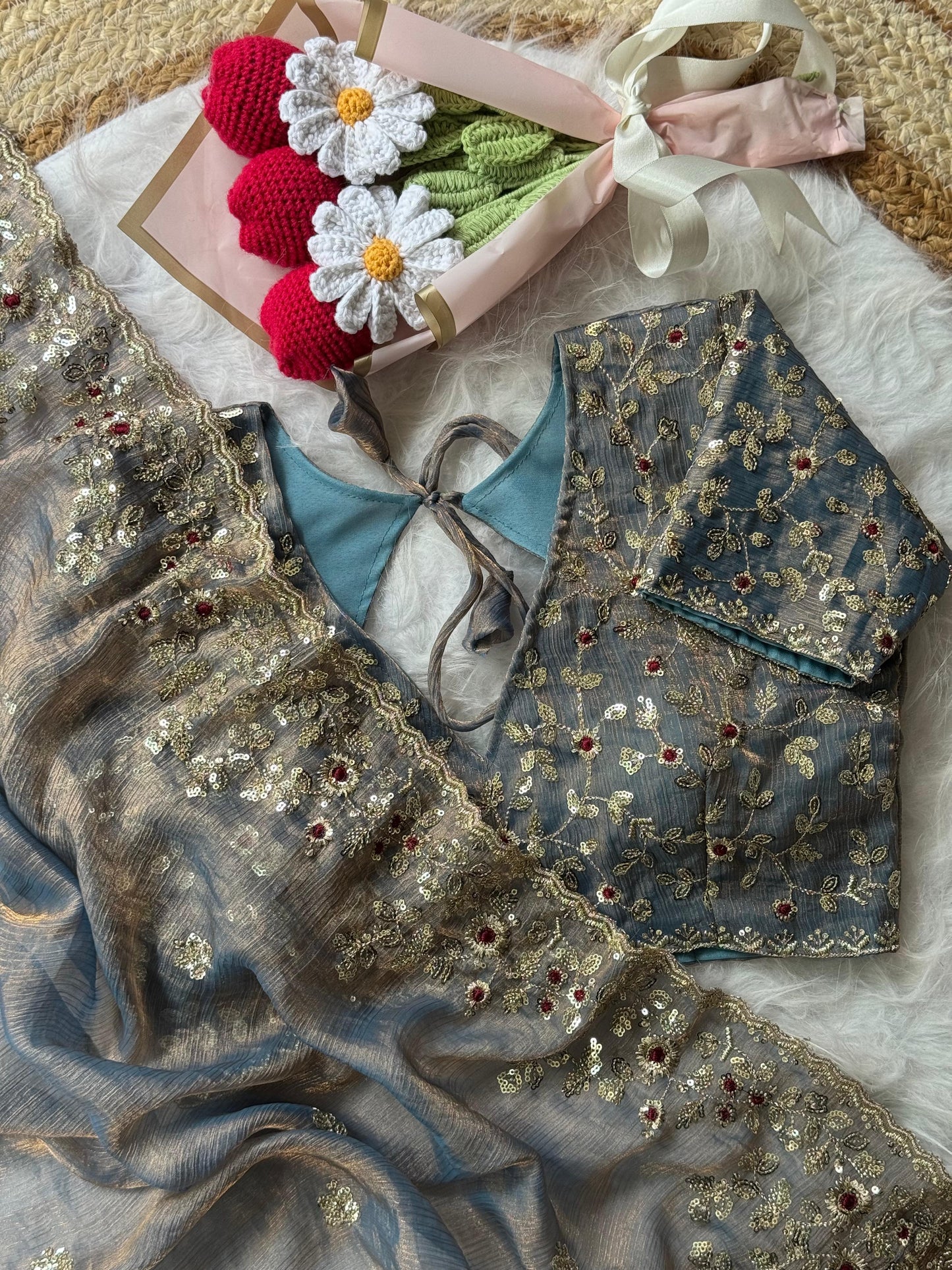 Fendy Chiffon With Embroidery Sequins Work Saree
