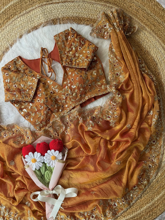 Fendy Chiffon With Embroidery Sequins Work Saree