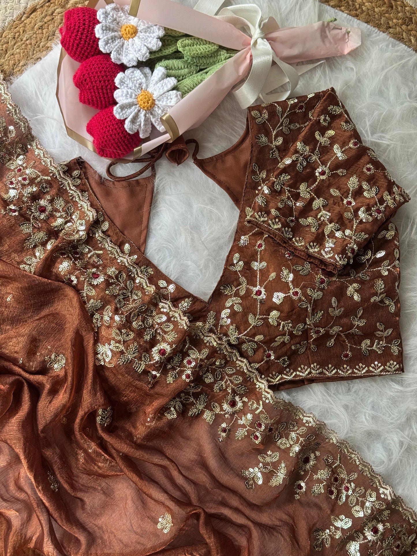 Fendy Chiffon With Embroidery Sequins Work Saree