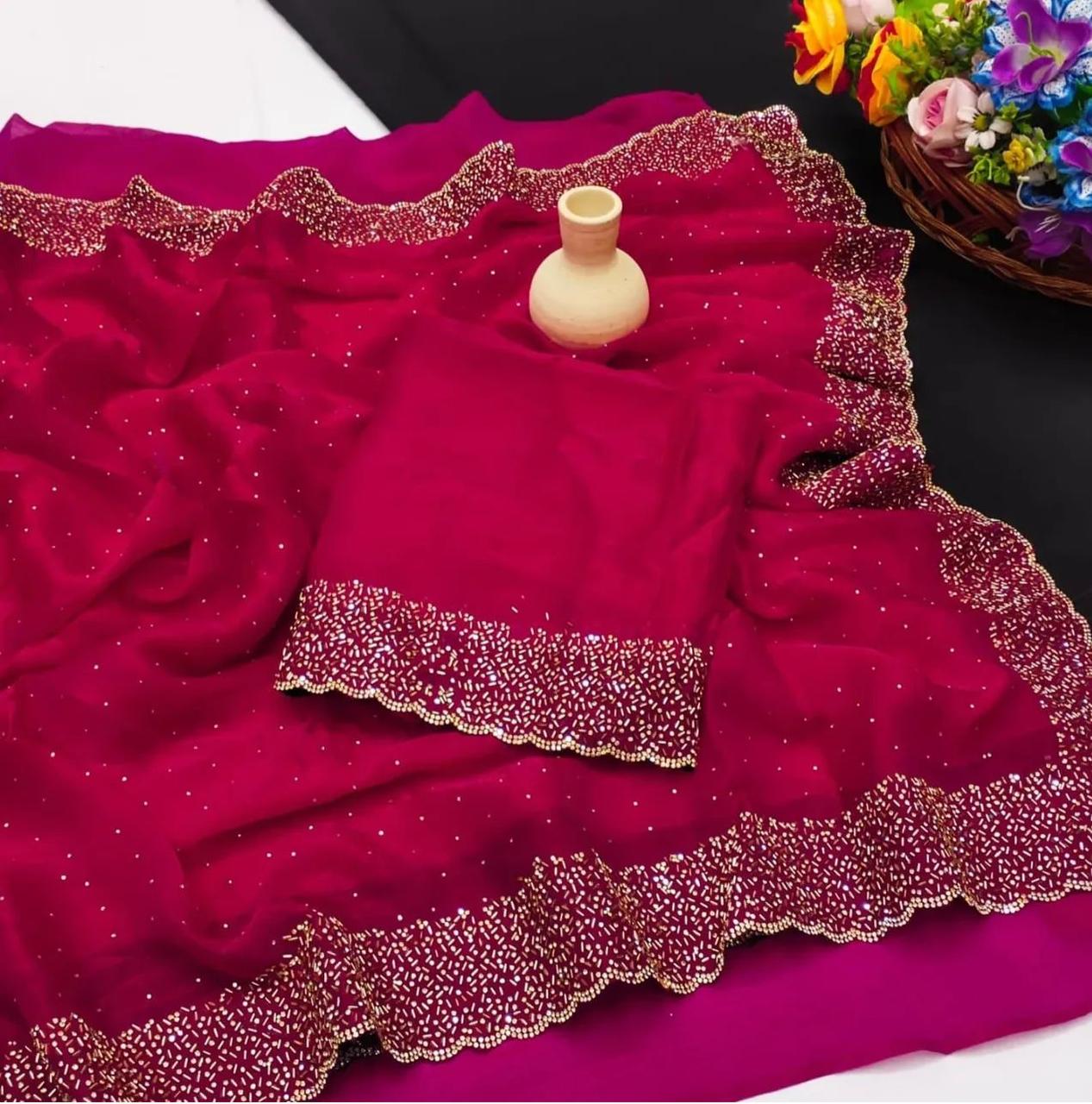 Space Silk With Jarkhan Work Saree