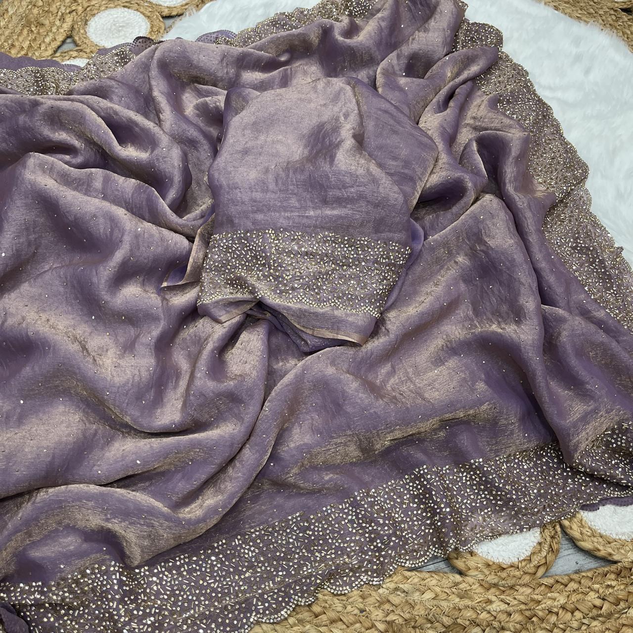 Space Silk With Jarkhan Work Saree