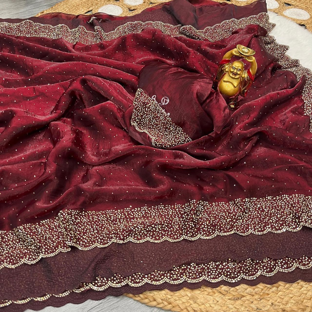 Space Silk With Jarkhan Work Saree