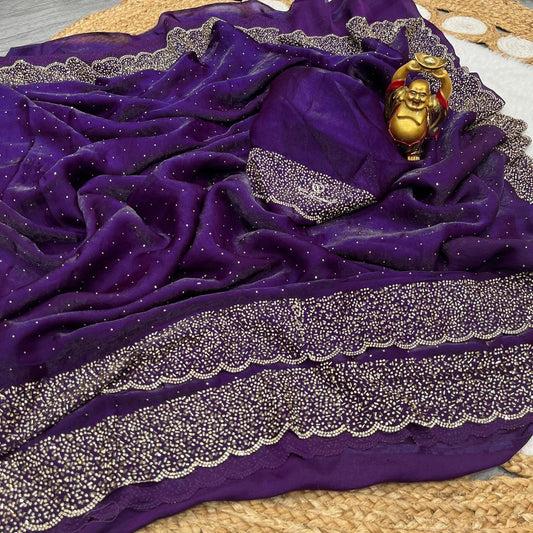 Space Silk With Jarkhan Work Saree