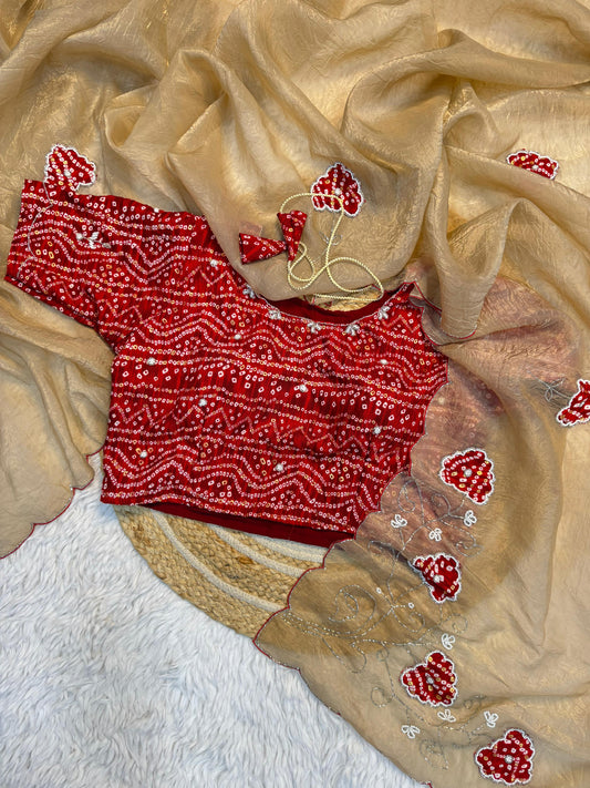 Premium Wear Pure Gold Crush Hand Work Saree