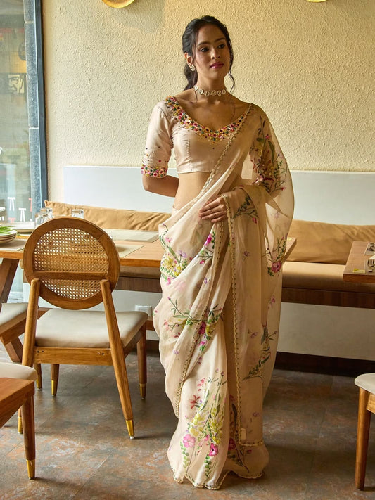 Elegant And Premium Look With Hand Work Saree