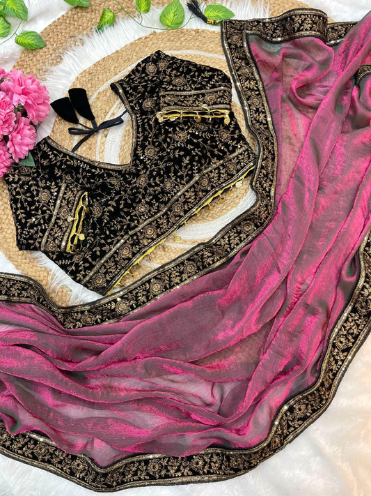 Pure Space Silk Sequence And Zari Work Saree