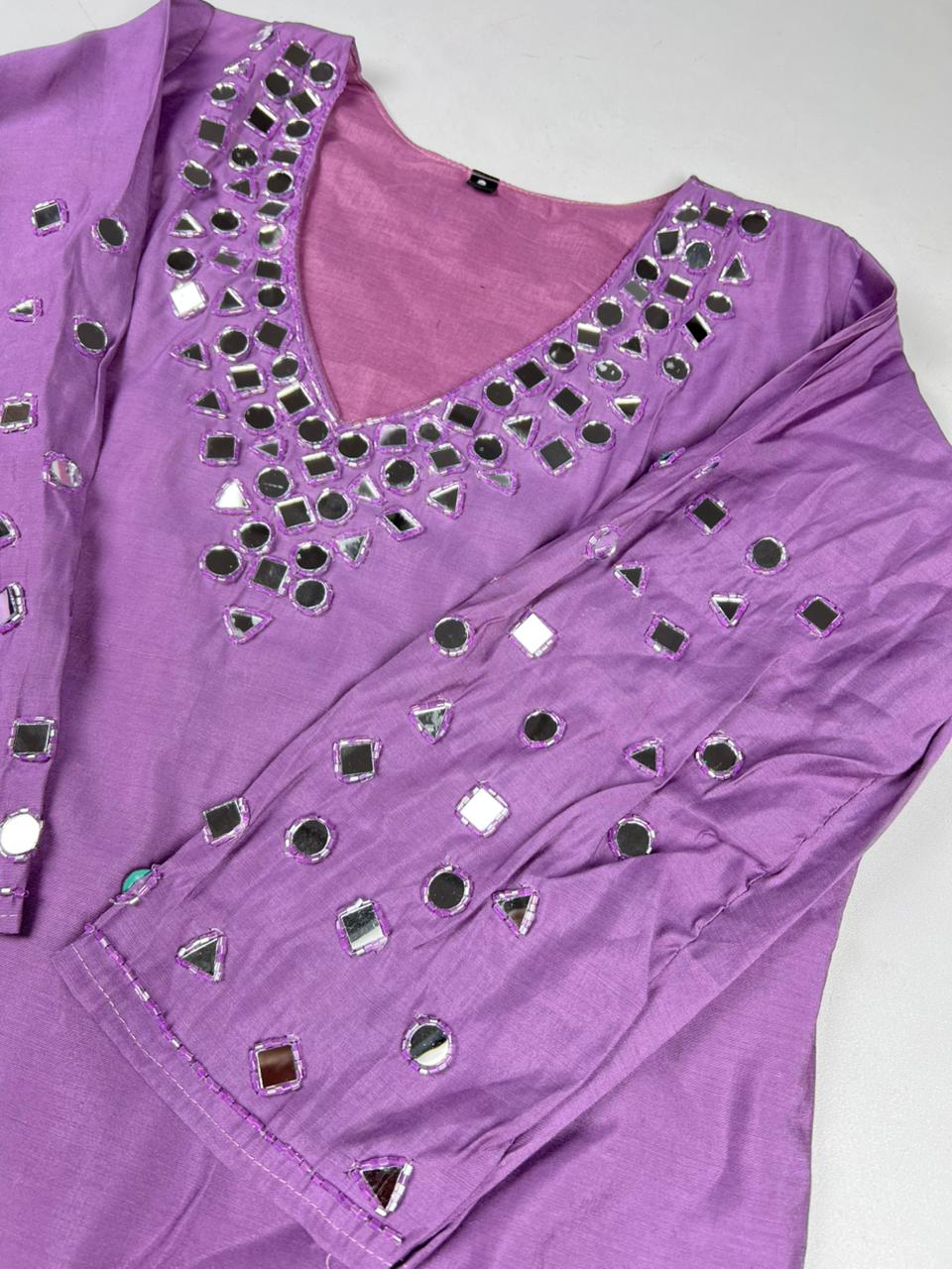 Pista Color Premium Roman Silk Real Mirror Work Top Pent