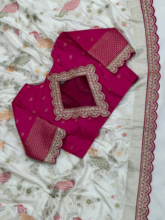 Beautifull Dollla Silk With COding Embroidery Work Saree