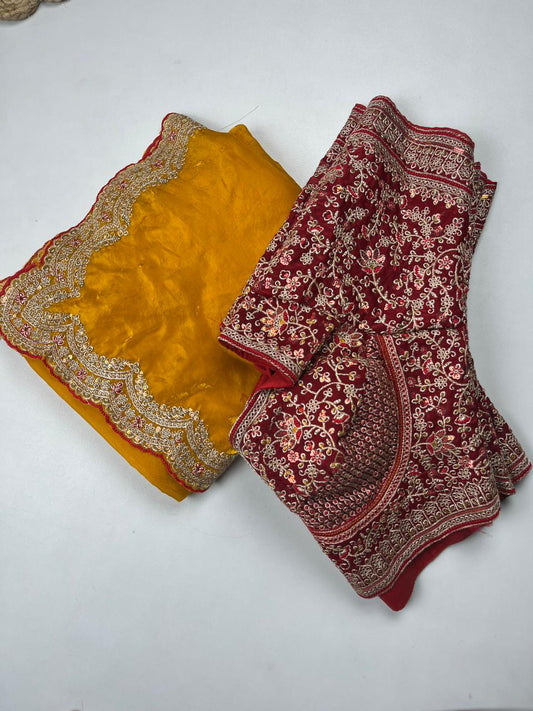 Beautifull Space Silk With Sequience Embroidery Work Saree