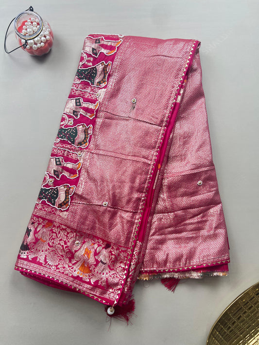 Beautiful Pure Soft HO Silk With Rich Jacquard Weaving Border Saree