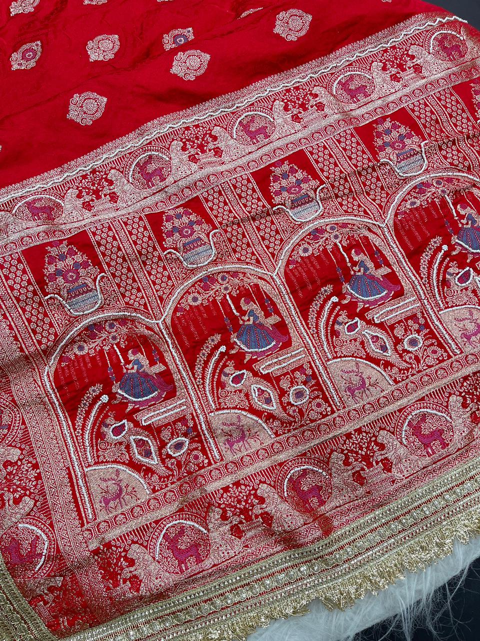 Beautiful Pure Soft HO Silk With Rich Jacquard Weaving Work Saree