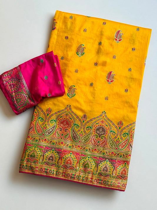 Rajwadi Pashmina Silk Zari Weaving Work Saree