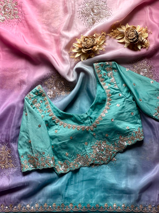 Rosy Lavender Elegance – Pure Tabi Silk Designer Saree