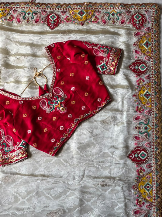 Designer Dola Silk Coding & Sequence Work Saree