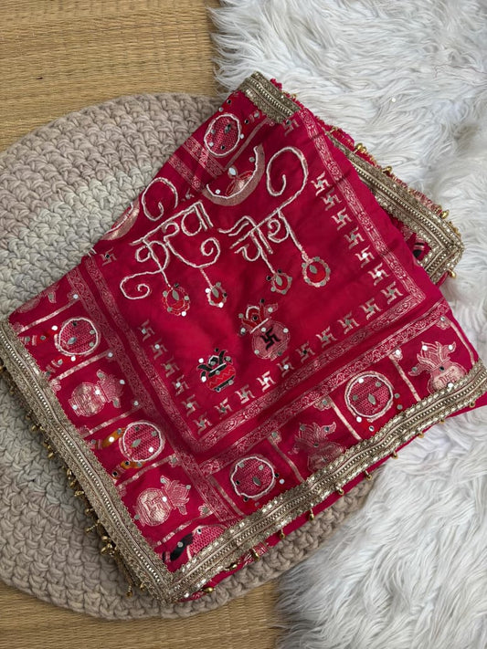 Karva Choth special Dola SIlk With Moti Work Saree