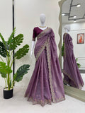 DESIGNER CRUNCHY SILK SEQUENCE WORK SAREE