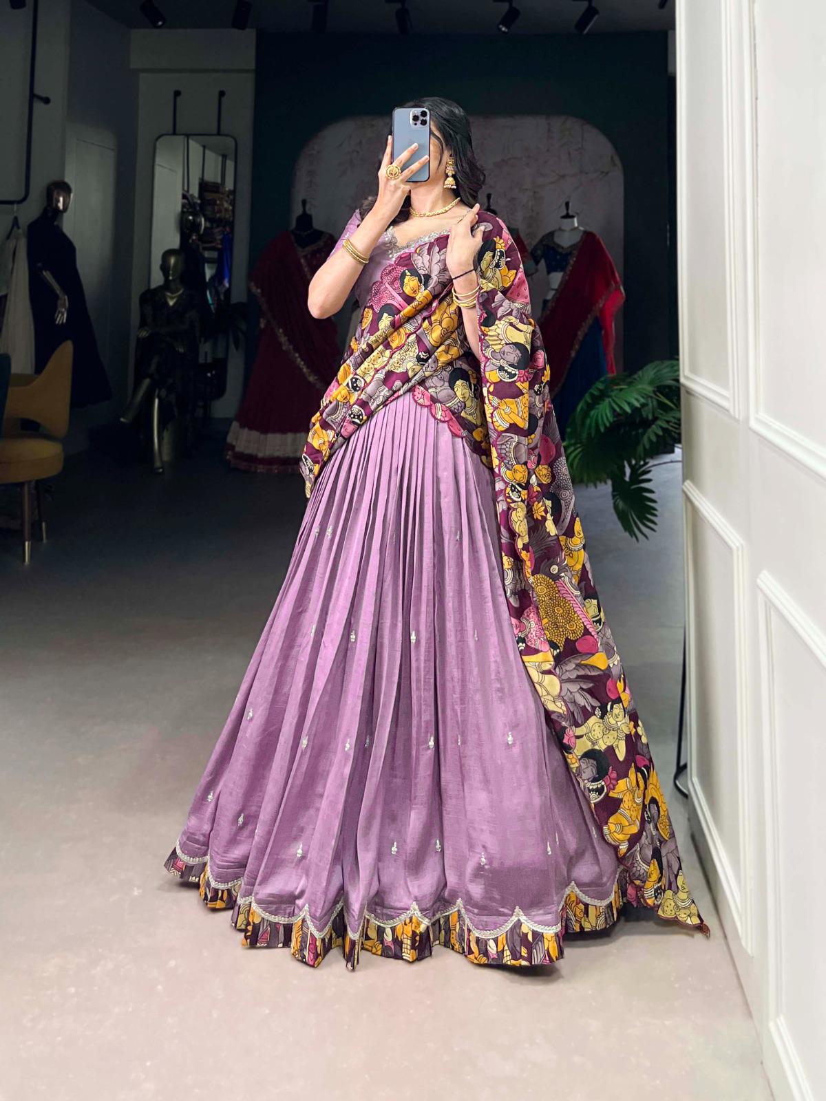 Vichitra Silk Sequence And Embroidered Work Lehenga choli