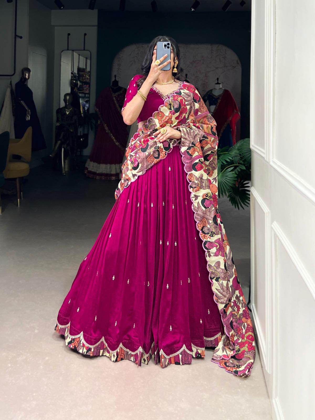 Vichitra Silk Sequence And Embroidered Work Lehenga choli