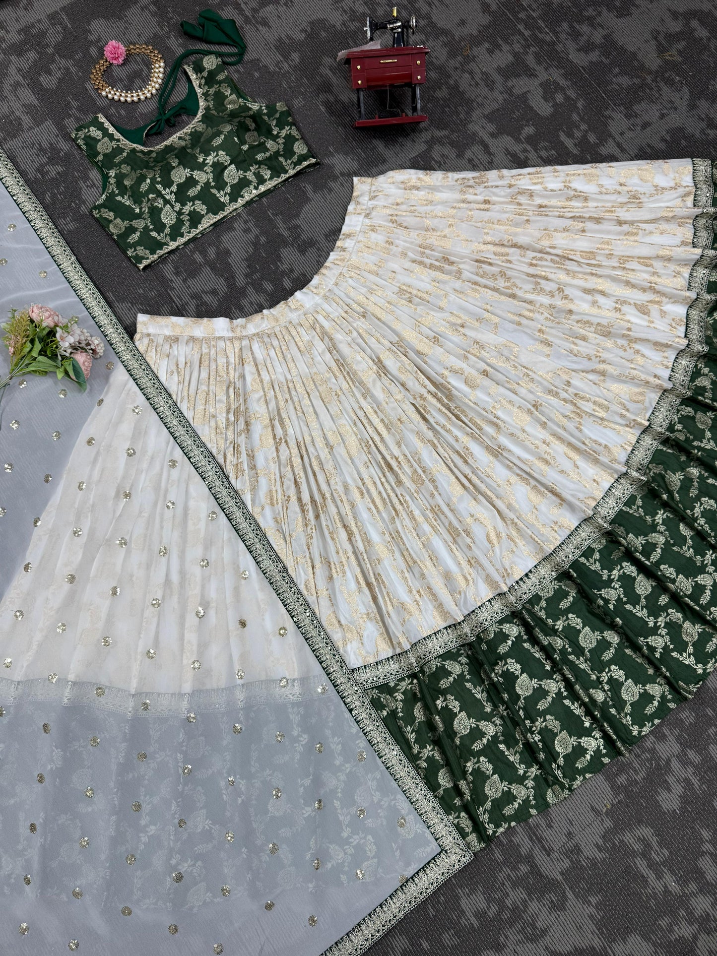 DRESS BAZZAR DESIGNER JACQUARD WEDDING WEAR TRENDY LEHENGA CHOLI