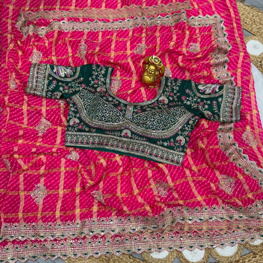 Panetar Chiffon Embroidered Saree Set