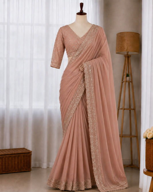 Tibby Silk Embroidered Saree Set