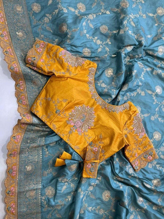 Heavy Dolla Silk Embroidered Saree Set