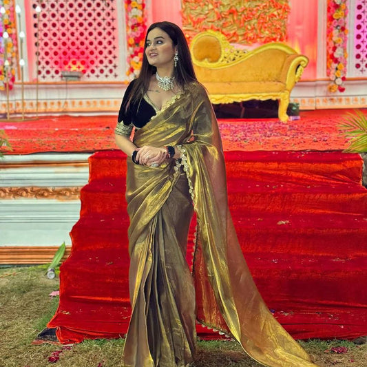 Most Viral Saree Soft Tissue Silk Two Ton Color Shade