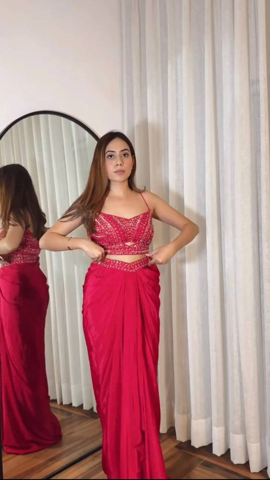 New Trending Wesitern Style Dhoti , Shrug with Stitched Blouse