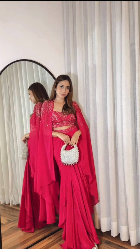 New Trending Wesitern Style Dhoti , Shrug with Stitched Blouse