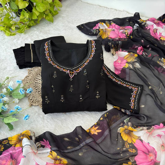 Roman Silk Hand Work Designer Gown