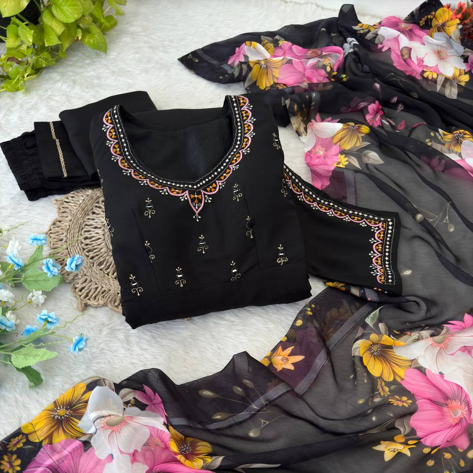 Roman Silk Hand Work Designer Gown