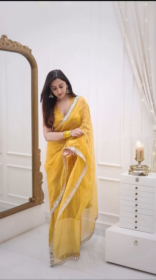 READY TO WEAR YELLOW SAREE FOR HALDI RASAM