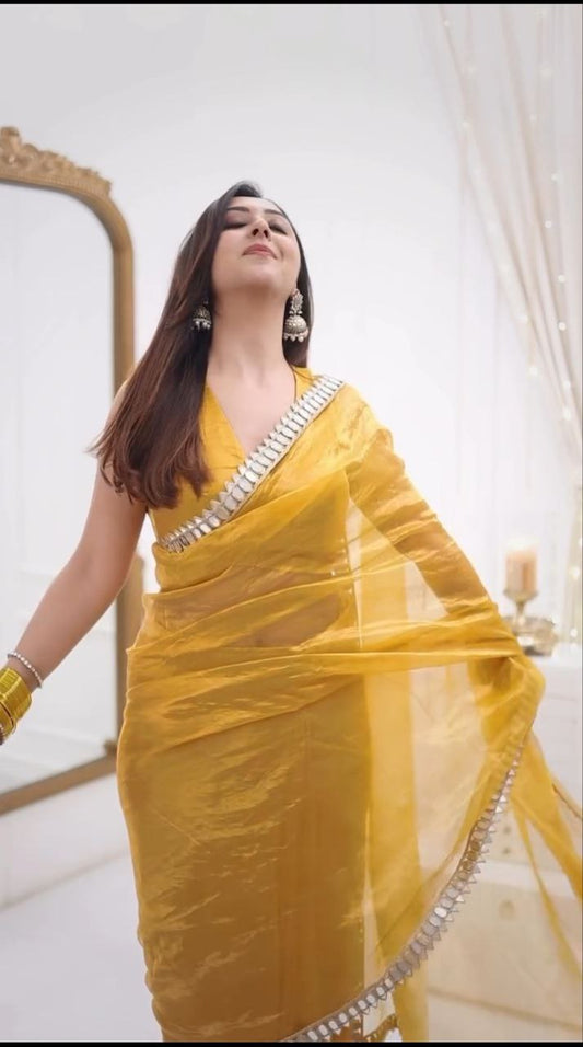 READY TO WEAR YELLOW SAREE FOR HALDI RASAM