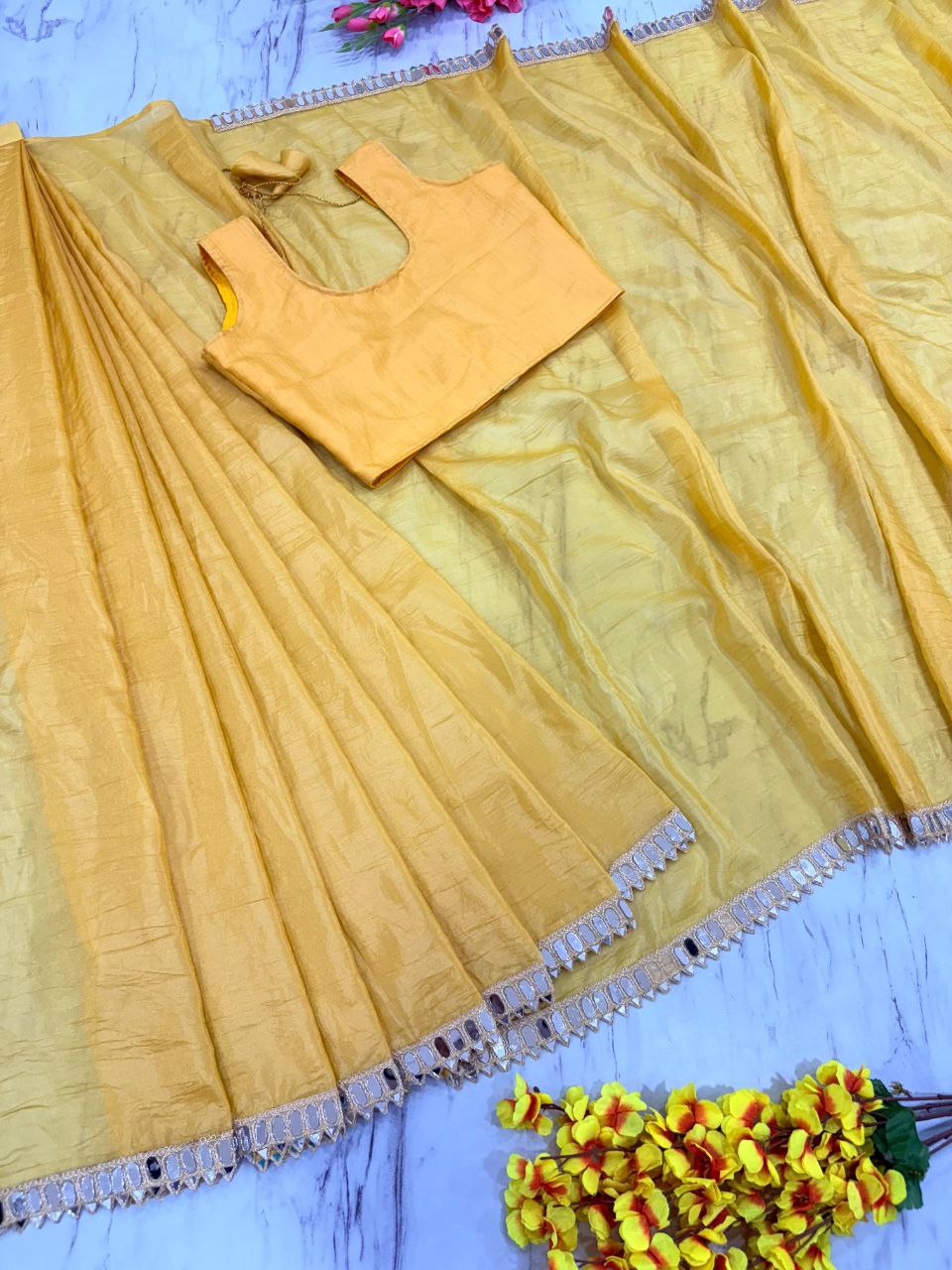 READY TO WEAR YELLOW SAREE FOR HALDI RASAM