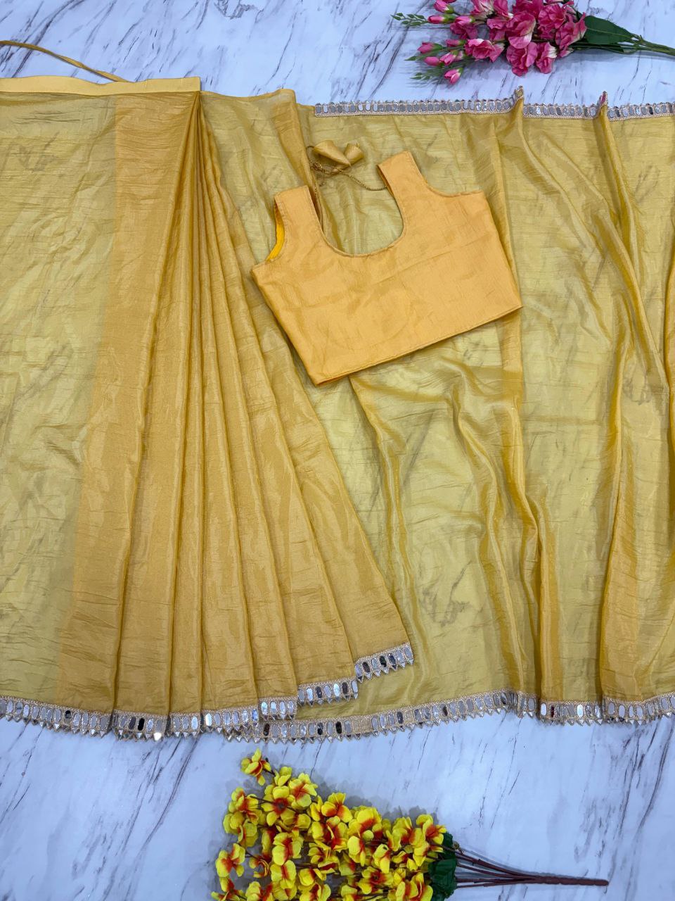 READY TO WEAR YELLOW SAREE FOR HALDI RASAM