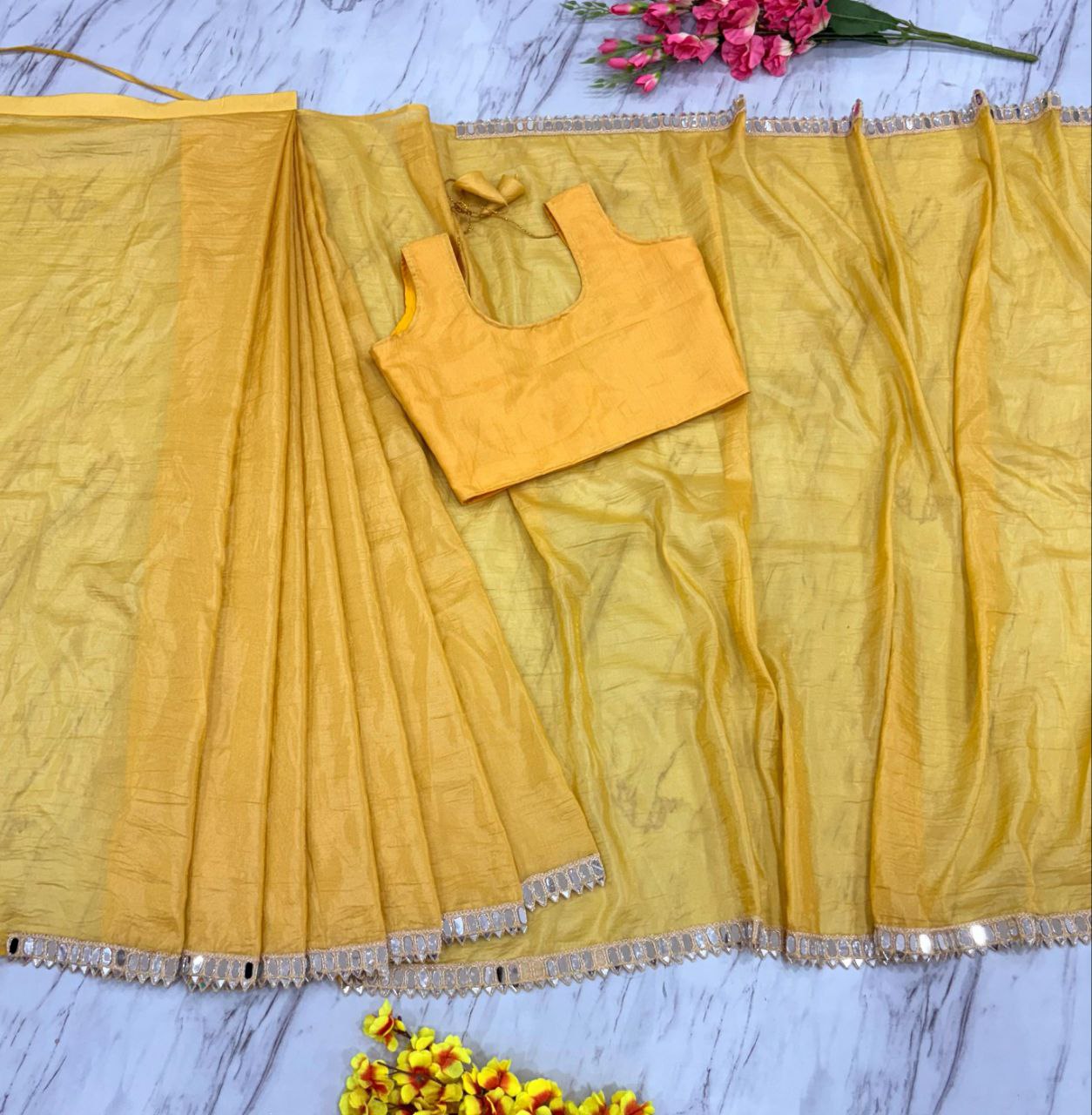 READY TO WEAR YELLOW SAREE FOR HALDI RASAM