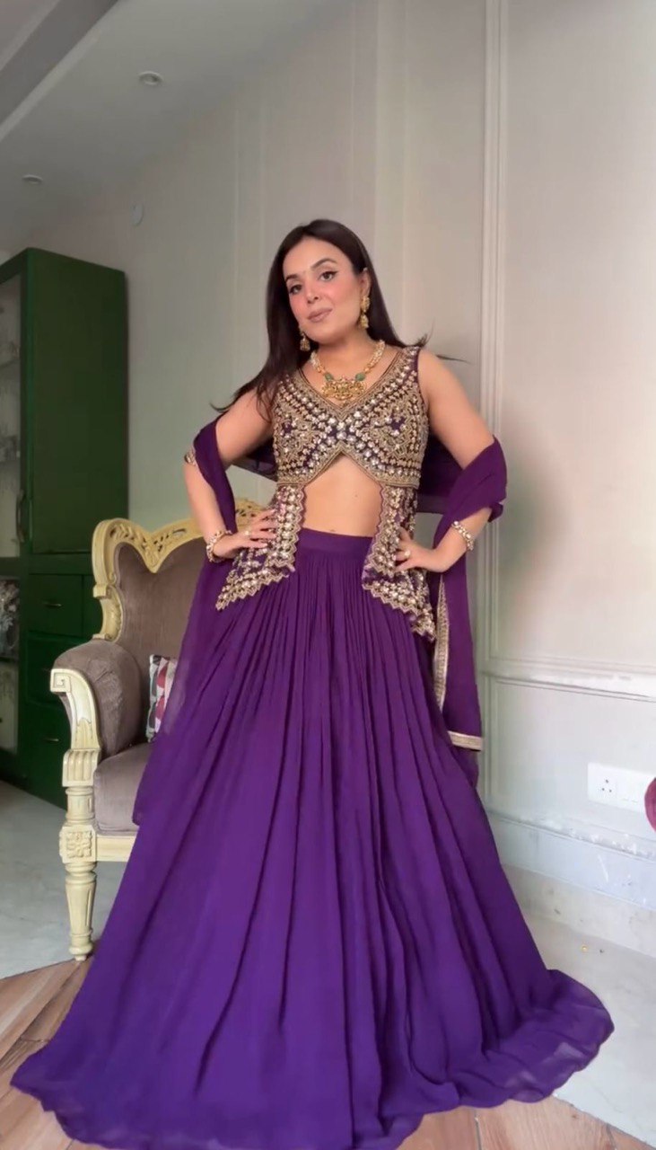 Fency Fox Georgette Micro Inner With Semi Stitch Lehenga