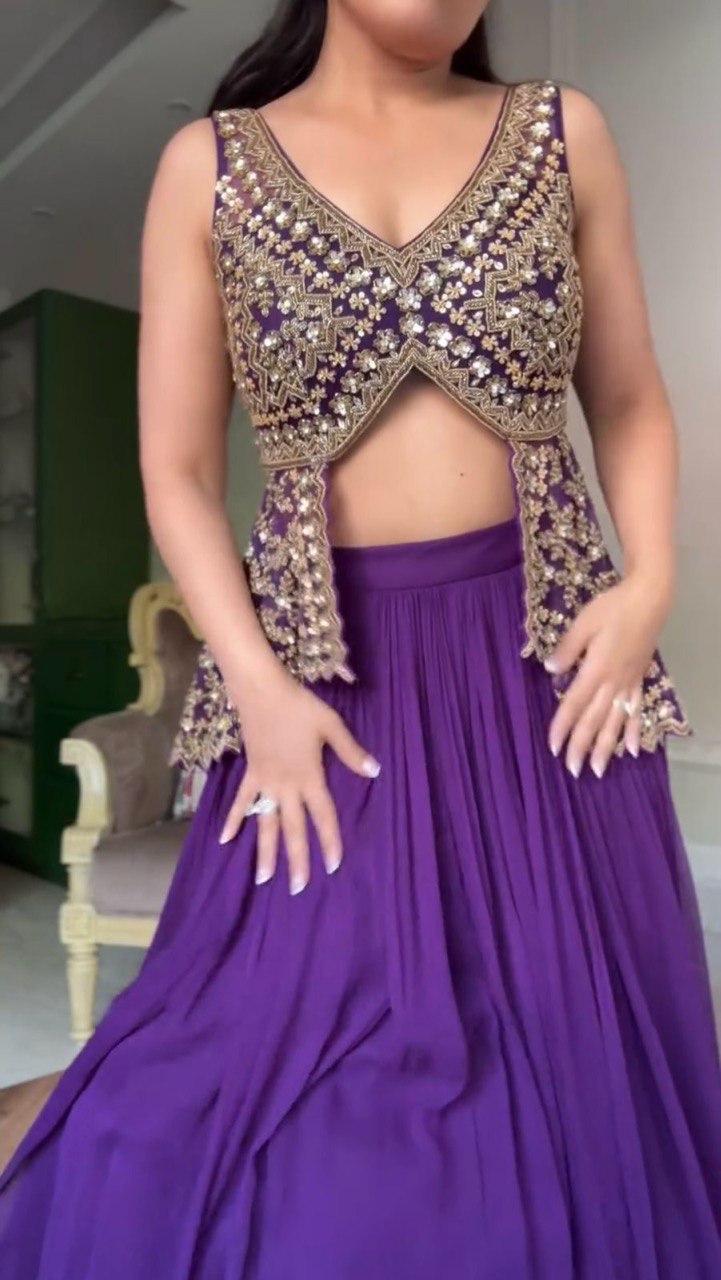 Fency Fox Georgette Micro Inner With Semi Stitch Lehenga