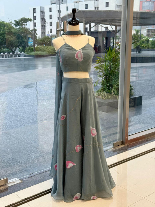 pure Georgette Printed Work Blouse Plazzo