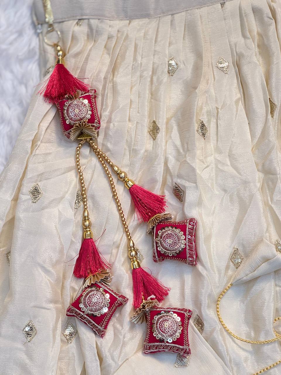 Soft Chinon Silk With Flower Embroidery Design Work Lehenga