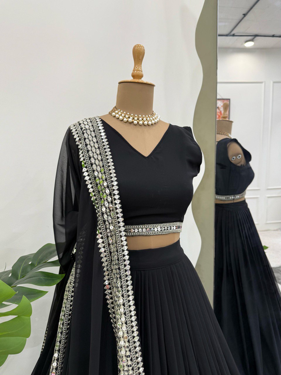 Foux Gorgette Canvas Patta And Cancan Sequence Work Lehenga Choli