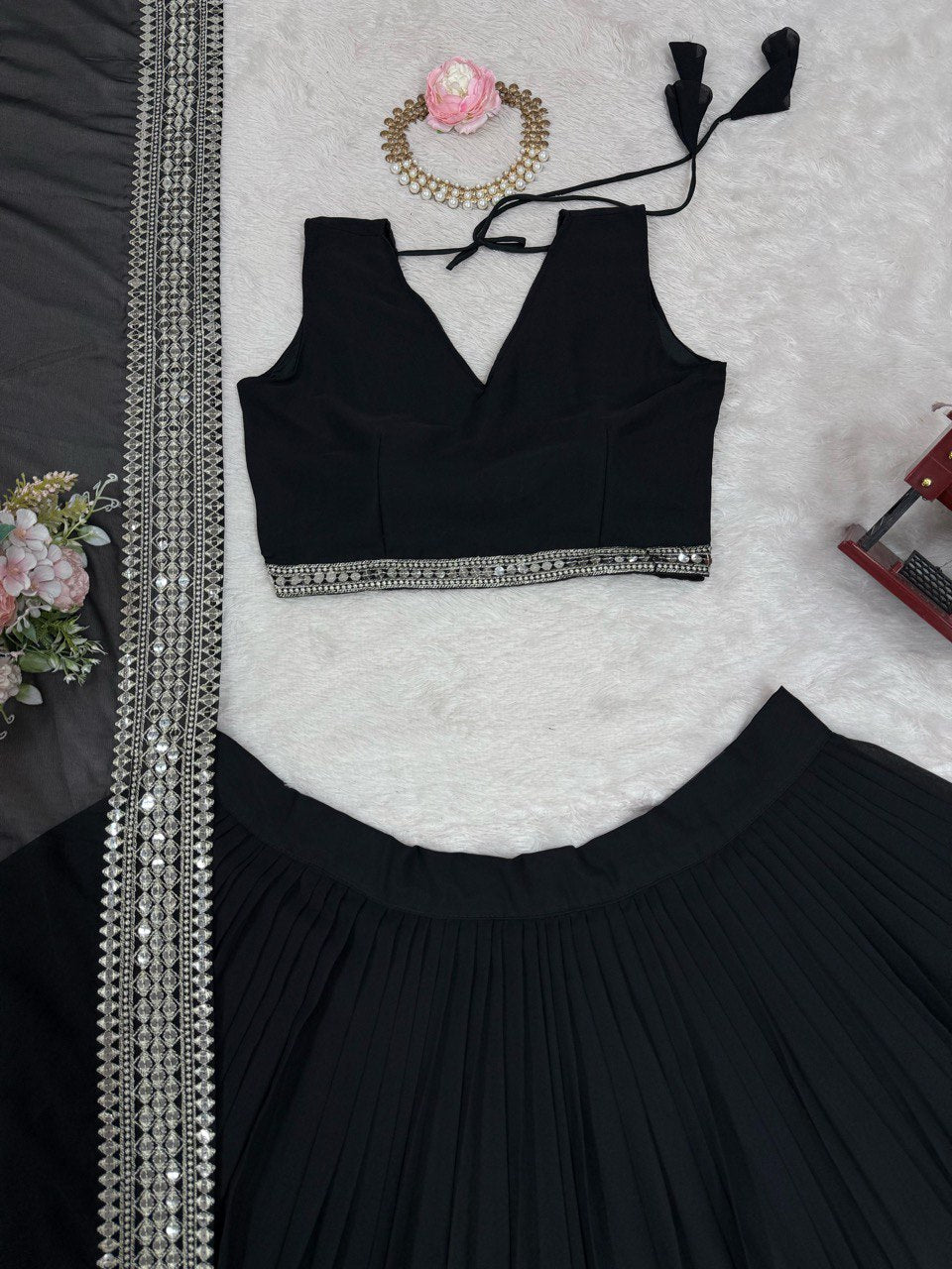 Foux Gorgette Canvas Patta And Cancan Sequence Work Lehenga Choli