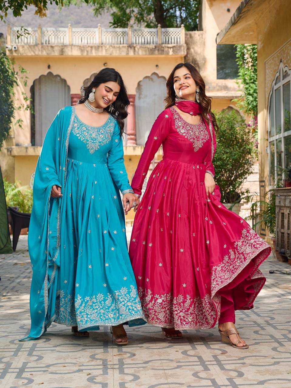 American Silk Full Stitch And Thred With Sequence Work Gown