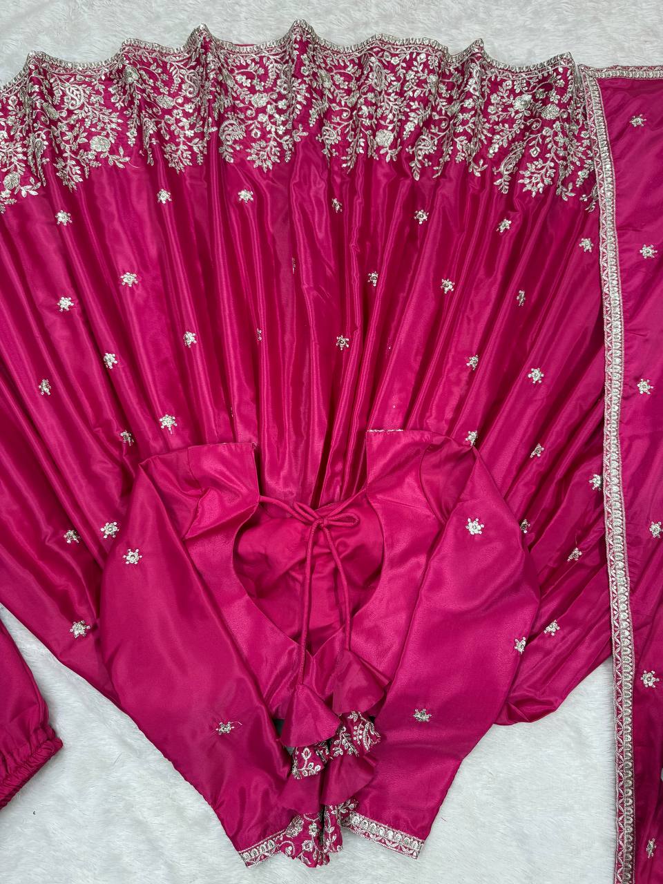 American Silk Full Stitch And Thred With Sequence Work Gown